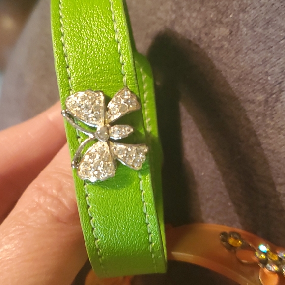 Vintage 90s bracelets! Jelly band crystals and velcro faux leather butterfly - Picture 3 of 6